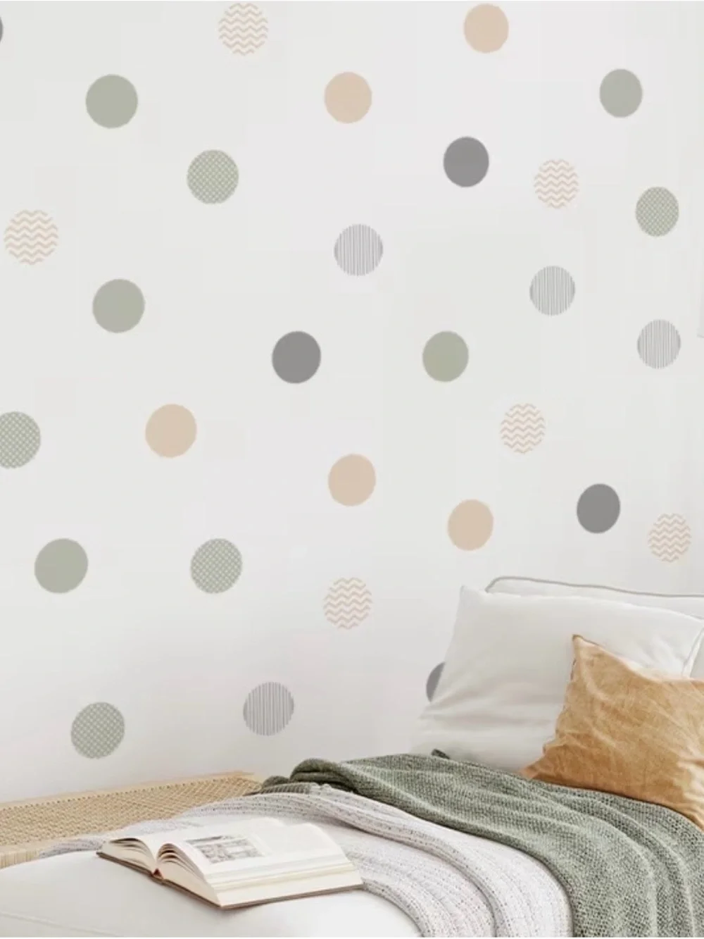 Neutral Polka Dot Wall Decals - Sage, Beige & Gray 3 sheets
